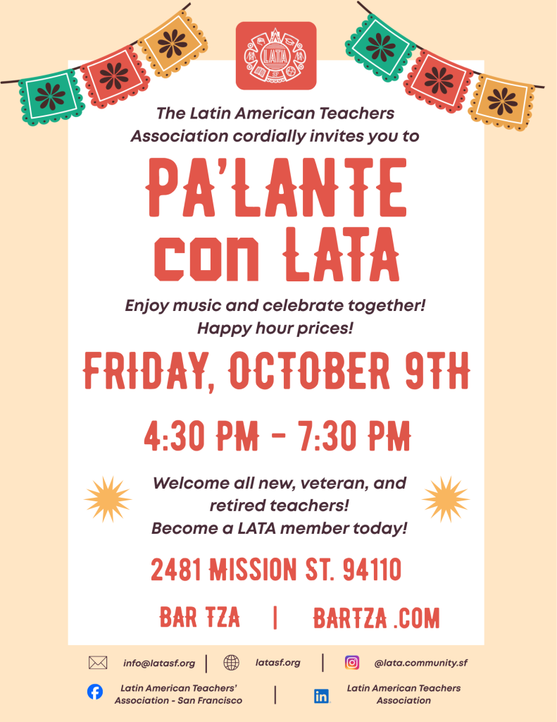 Flyer describing LATA's event: Pa'lante con LATA